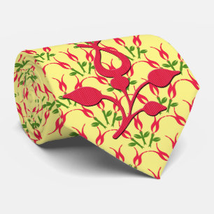 Rote Blume auf Abstrakte Blume Gelbe Krawatte