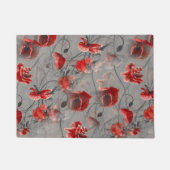 Rote Blume auf Dunkelgrau, Rote Pfeffer Blumendruc Fußmatte (Vorderseite)