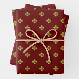 Rote Blume auf dunklem Rot Geschenkpapier Set