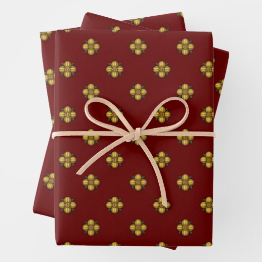 Rote Blume auf dunklem Rot Geschenkpapier Set (Beispiel)