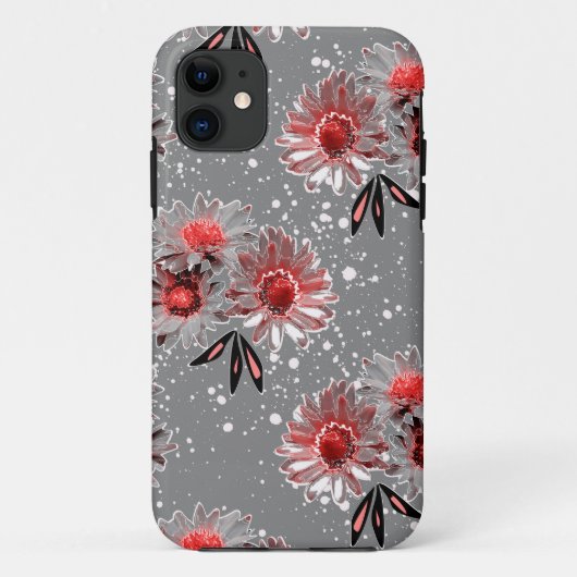 Rote Blume auf grau Case-Mate iPhone Hülle (Rückseite)