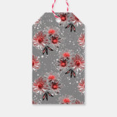 Rote Blume auf grau Geschenkanhänger (Rückseite)