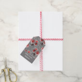Rote Blume auf grau Geschenkanhänger (Mit Garn)