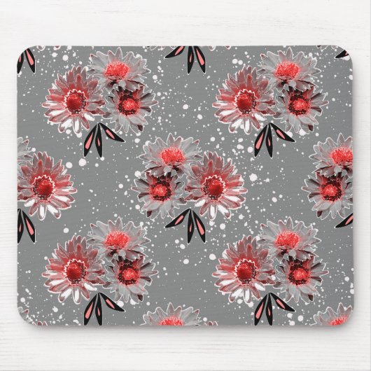Rote Blume auf grau Mousepad (Vorne)