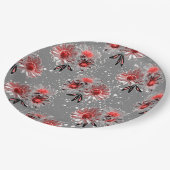 Rote Blume auf grau Pappteller (Schrägansicht)