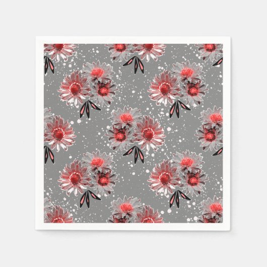 Rote Blume auf grau Serviette (Vorderseite)