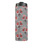 Rote Blume auf grau Thermosbecher (Vorderseite)