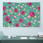 Rote Blume auf grünem Hintergrund Banner (Messe)