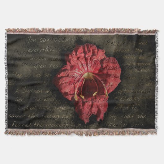 Rote Blume auf Grunge-Text Decke (Vorderseite)