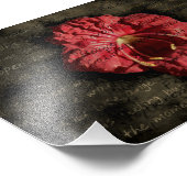 Rote Blume auf Grunge Text Fotodruck (Ecke)