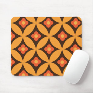 Rote Blume auf orangefarbenen Kreisen im Stil der  Mousepad