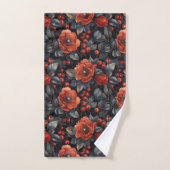 Rote Blume auf schwarz Badhandtuch Set (Handtuch)