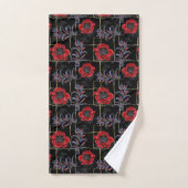 Rote Blume auf schwarz. Badhandtuch Set (Handtuch)