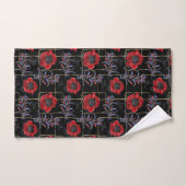 Rote Blume auf schwarz. Badhandtuch Set (Handtuch)