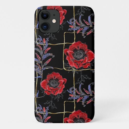 Rote Blume auf schwarz. Case-Mate iPhone Hülle (Rückseite)