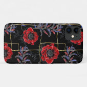 Rote Blume auf schwarz. Case-Mate iPhone Hülle (Rückseite (Horizontal))