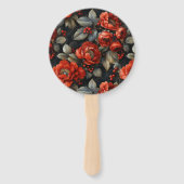 Rote Blume auf schwarz Fächer (Rückseite)