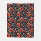 Rote Blume auf schwarz Fleecedecke (Vorderseite)
