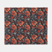 Rote Blume auf schwarz Fleecedecke (Vorderseite (Horizontal))