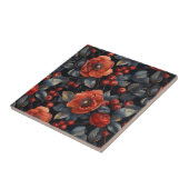 Rote Blume auf schwarz Fliese (Seite)