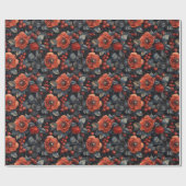 Rote Blume auf schwarz Geschenkpapier (Flach)