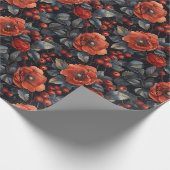 Rote Blume auf schwarz Geschenkpapier (Ecke)