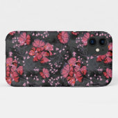 Rote Blume auf schwarz-grauem Hintergrund. Case-Mate iPhone Hülle (Rückseite (Horizontal))