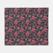 Rote Blume auf schwarz-grauem Hintergrund. Fleecedecke (Vorderseite (Horizontal))