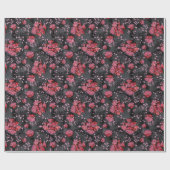 Rote Blume auf schwarz-grauem Hintergrund. Geschenkpapier (Flach)