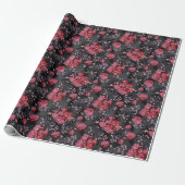 Rote Blume auf schwarz-grauem Hintergrund. Geschenkpapier (Ungerollt)
