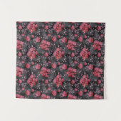 Rote Blume auf schwarz-grauem Hintergrund. Wandteppich (Vorderseite (Horizontal))