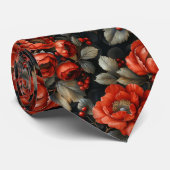 Rote Blume auf schwarz Krawatte (Gerollt)