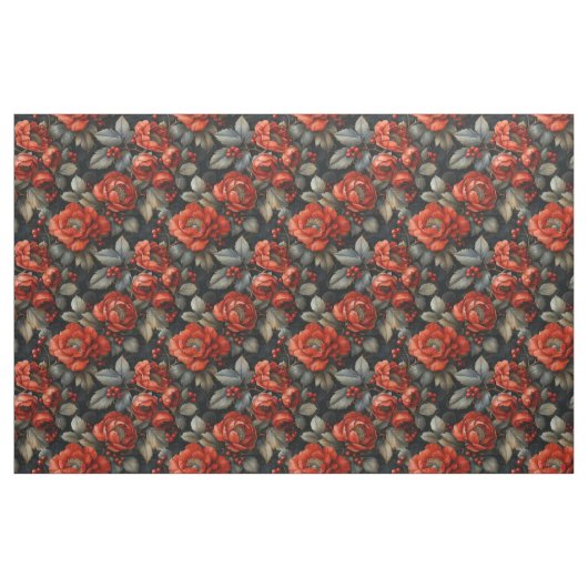 Rote Blume auf schwarz Stoff (Fat Quarter (45,7 x 55,9 cm))