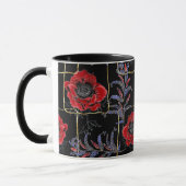 Rote Blume auf schwarz. Tasse (Links)