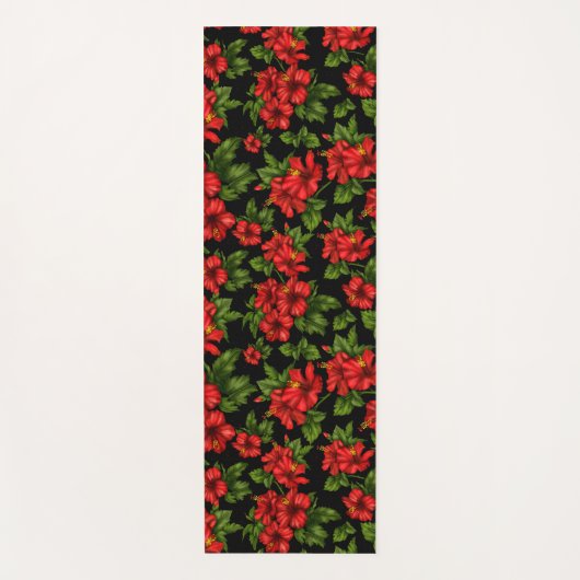 Rote Blume auf schwarzem Hintergrund Yogamatte (Vorderseite)