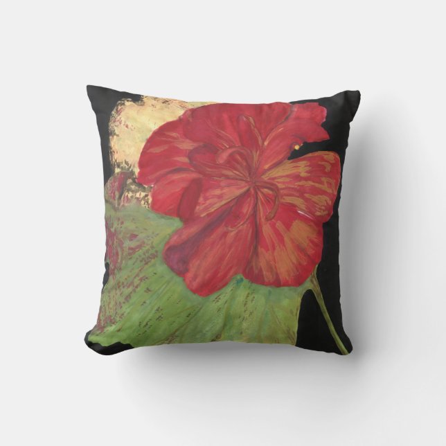 rote Blume auf schwarzem Kissen (Vorderseite)
