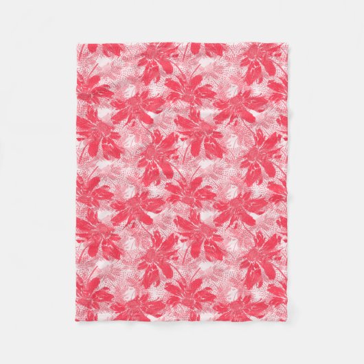 Rote Blume auf Weiß. Fleecedecke (Vorderseite)