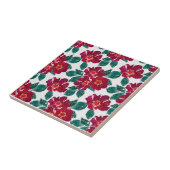 Rote Blume auf Weiß. Fliese (Seite)