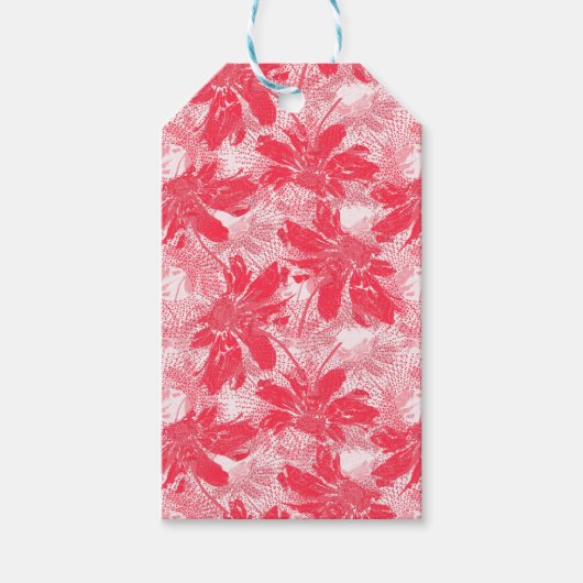 Rote Blume auf Weiß. Geschenkanhänger (Vorderseite)