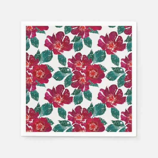 Rote Blume auf Weiß. Serviette (Vorderseite)