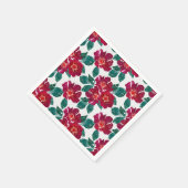 Rote Blume auf Weiß. Serviette (Ecke)