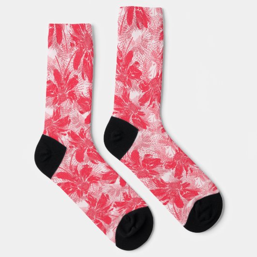 Rote Blume auf Weiß. Socken (Rechts)