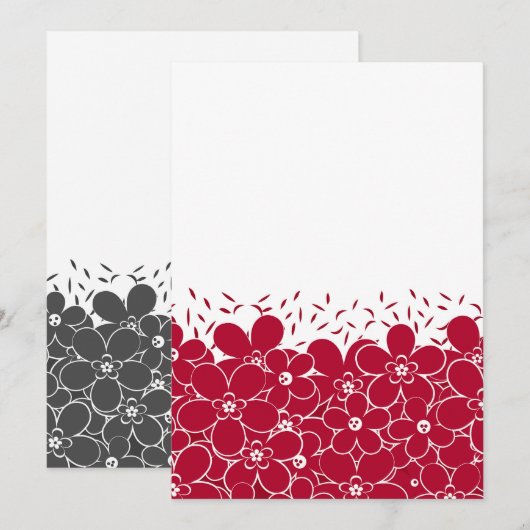 Rote Blume auf weißem Hintergrund Einladung (Vorne/Hinten)