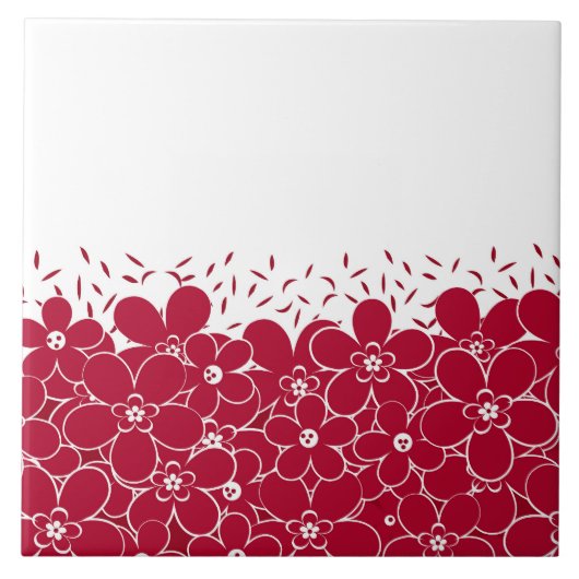 Rote Blume auf weißem Hintergrund Fliese (Vorderseite)