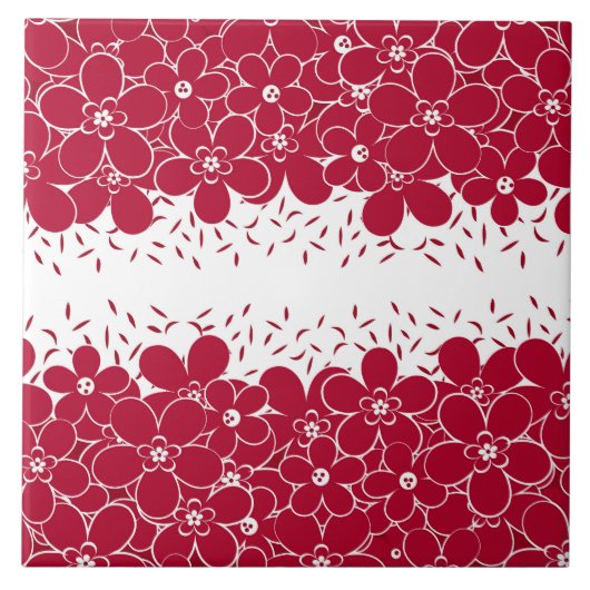 Rote Blume auf weißem Hintergrund Fliese (Vorderseite)