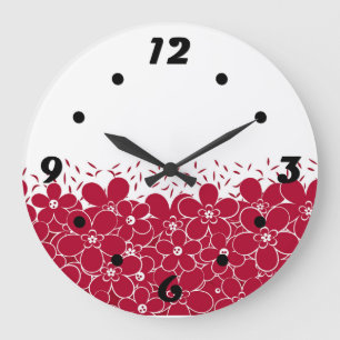 Rote Blume auf weißem Hintergrund Große Wanduhr
