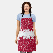 Rote Blume auf weißem Hintergrund Schürze (Getragen)