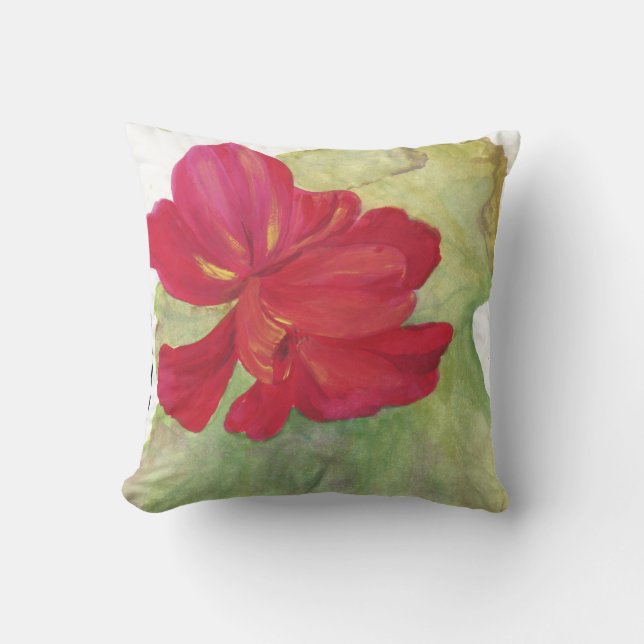 rote Blume auf weißem Kissen (Vorderseite)