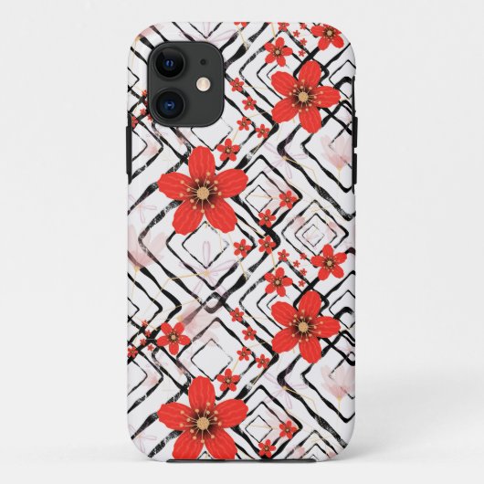 Rote Blume auf weißem, schwarzem Hintergrund. Case-Mate iPhone Hülle (Rückseite)