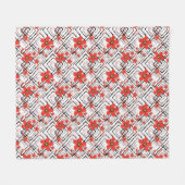 Rote Blume auf weißem, schwarzem Hintergrund. Fleecedecke (Vorderseite (Horizontal))